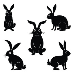 rabbit-silhouettes-set