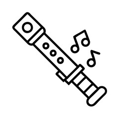 Illustration of a musical instrument recorder flute with music notes musical sound melody tune