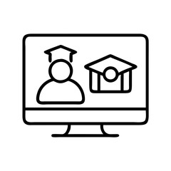 Online education learning course training webinar graduation cap student computer study class