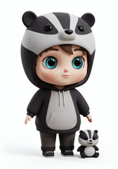 Naklejka premium Adorable Badger-Themed Character Illustration for Children's Content Design