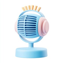 Light blue microphone with pastel pink headphones.