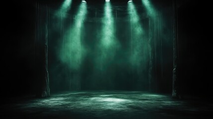 Dark stage with green light