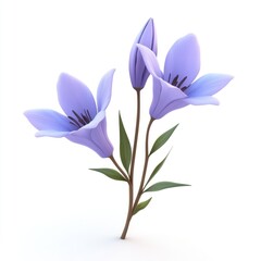 Fototapeta premium Three delicate light purple flowers on a stem.