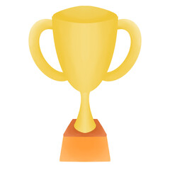 shiny golden trophy with two handles, resting on a square orange base. Its polished appearance symbolizes achievement, success, and recognition in competitions or accomplishments.