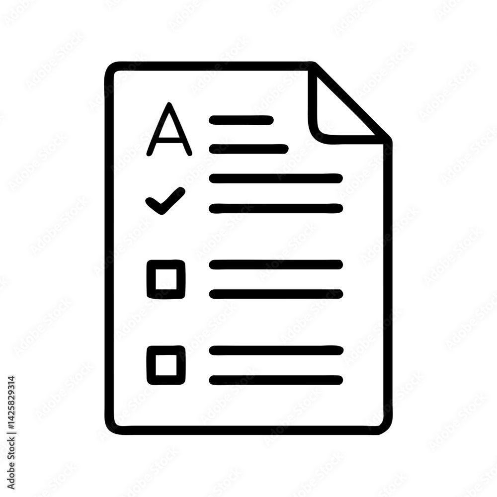 Poster checklist document exam form list paper questionnaire survey task test to do tick box grade a