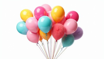 Bunch Of Multicolored Balloons On White Background
