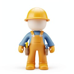 Fototapeta premium 3d cartoon construction worker in safety gear.