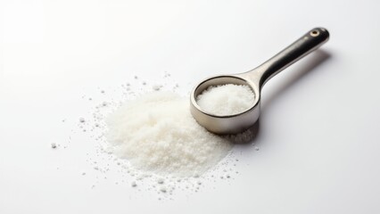 Heap Of Sugar And Metal Spoon