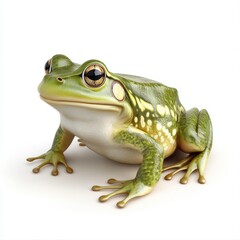 Obraz premium Green and white patterned frog in a studio shot.