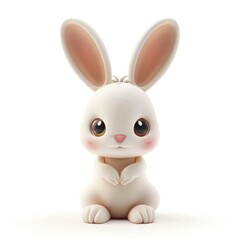 Charming, stylized 3D render of a white rabbit.