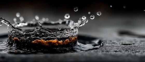 Water Splash on Dark Stone
