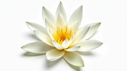 Fototapeta premium White Water Lily Flower Against White
