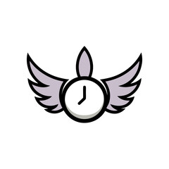 Fototapeta premium Doodle Icon of a Clock with Wings for Creative Designs