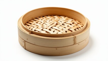 Bamboo Steamer Isolated On White Background
