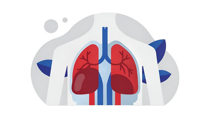 Cardiomegaly Cardiology Heart Enlargement Illustration of human lungs with stylized design elements and colors.