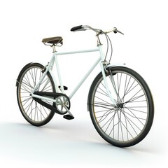 Classic vintage white bicycle against a plain background.