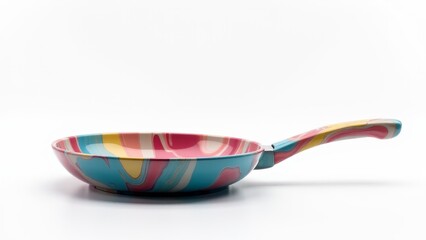 Colorful Frying Pan on White Background