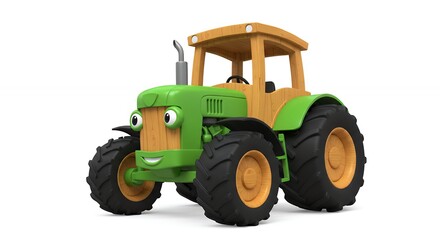 Obraz premium Cartoon tractor illustration on white background for agriculture and farming concepts