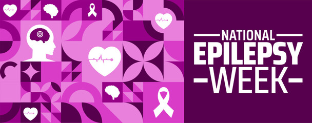 National Epilepsy Week Geometric shape pattern background banner or poster design template. observed every year in May. Holiday concept. Use to any Template, card, poster, placard, template.