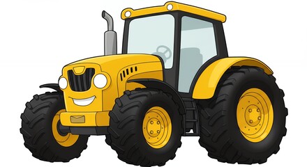 Obraz premium Cartoon yellow tractor illustration for agricultural or childrens design projects