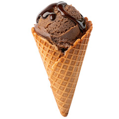 Chocolate Ice Cream Cone on transparent background