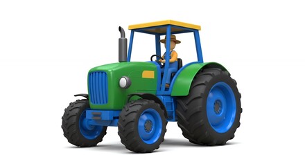 Obraz premium Colorful tractor illustration isolated on white background agricultural machinery for farming and harvest