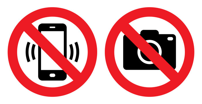 Warning sign no phone, no camera. No phone calls and no photography allowed.