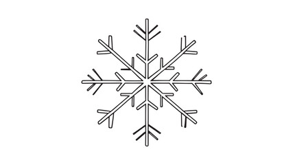 Snowflake line art illustration minimal design on white background