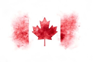 Canadian Flag in Soft Watercolor Style With Gentle Hues