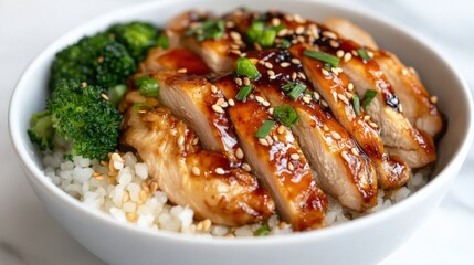Colorful Teriyaki Chicken Bowl with Broccoli