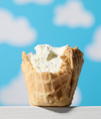vanilla ice cream in waffle cone