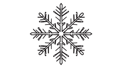 Snowflake line art illustration minimal design on white background