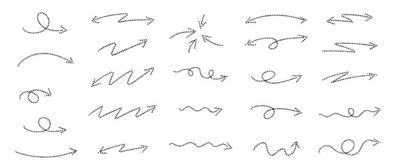 Hand drawn dotted arrows collection