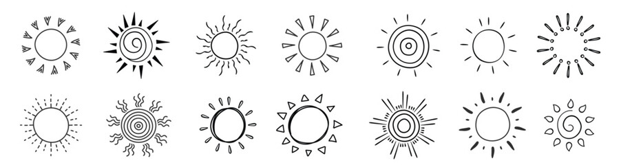 Hand drawn sun doodle illustration