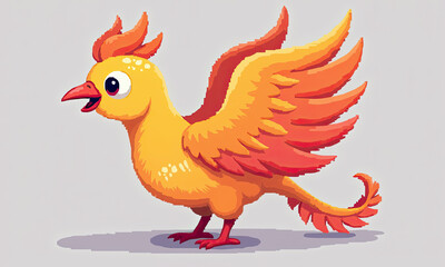 Obraz premium Cute Cartoon Phoenix Bird Illustration - Cartoon illustrations