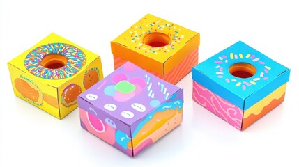 Colorful Doughnut Boxes with Fun Graphics