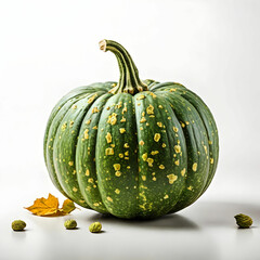 Vibrant Ripe Green Pumpkin with Speckled Skin and Yellow Highlights