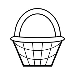 basket black line art vector on white background