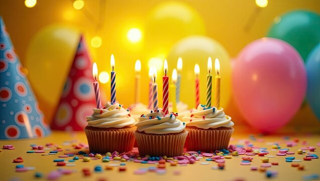 Colorful cake with candles happy occasion image