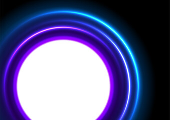 Bright blue ultraviolet neon glowing shiny circles abstract background. Vector futuristic design