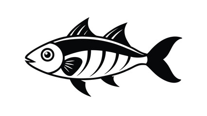 black and white illustration stylized fish detail