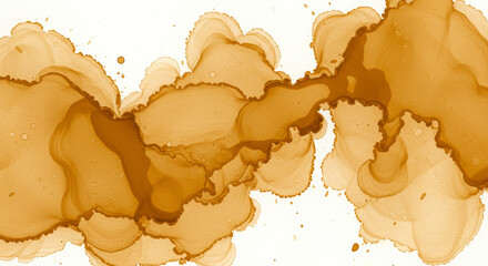 Abstract Amber Ink Wash Painting Fluid Art Texture Golden Brown Swirls Artistic Background