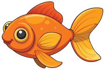 vector illustration of a cartoon-style goldfish.