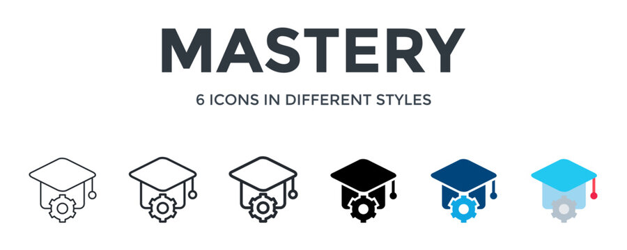Mastery Icon In Different Style Vector Illustration. Designed In Thin Line, Regular Line, Bold Line, Glyph, Color Fill, And Flat Style Can Be Used For Web