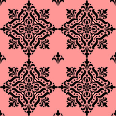 ornamental seamless pink background texture, ornament repeat swirls pattern elements wallpaper or textile