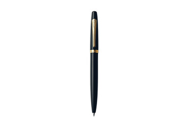 Fototapeta premium Luxury black fountain pen with gold trim, elegant writing instrument, premium stationery accessory for business signing isolated on Transparent Background