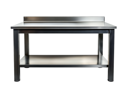 A stainless steel work table