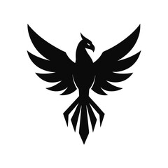 black and white silhouette stylized eagle spread