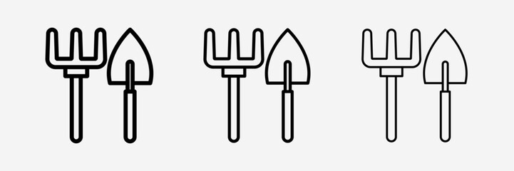 Gardening Tools icon Flat Graphic Design on white background with bold, light and thin stroke.