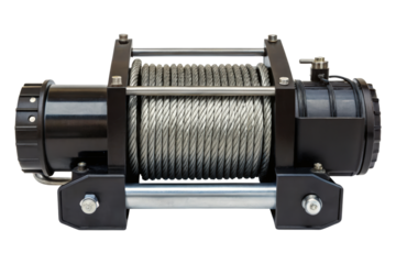 Heavy duty electric winch with wound steel cable spool